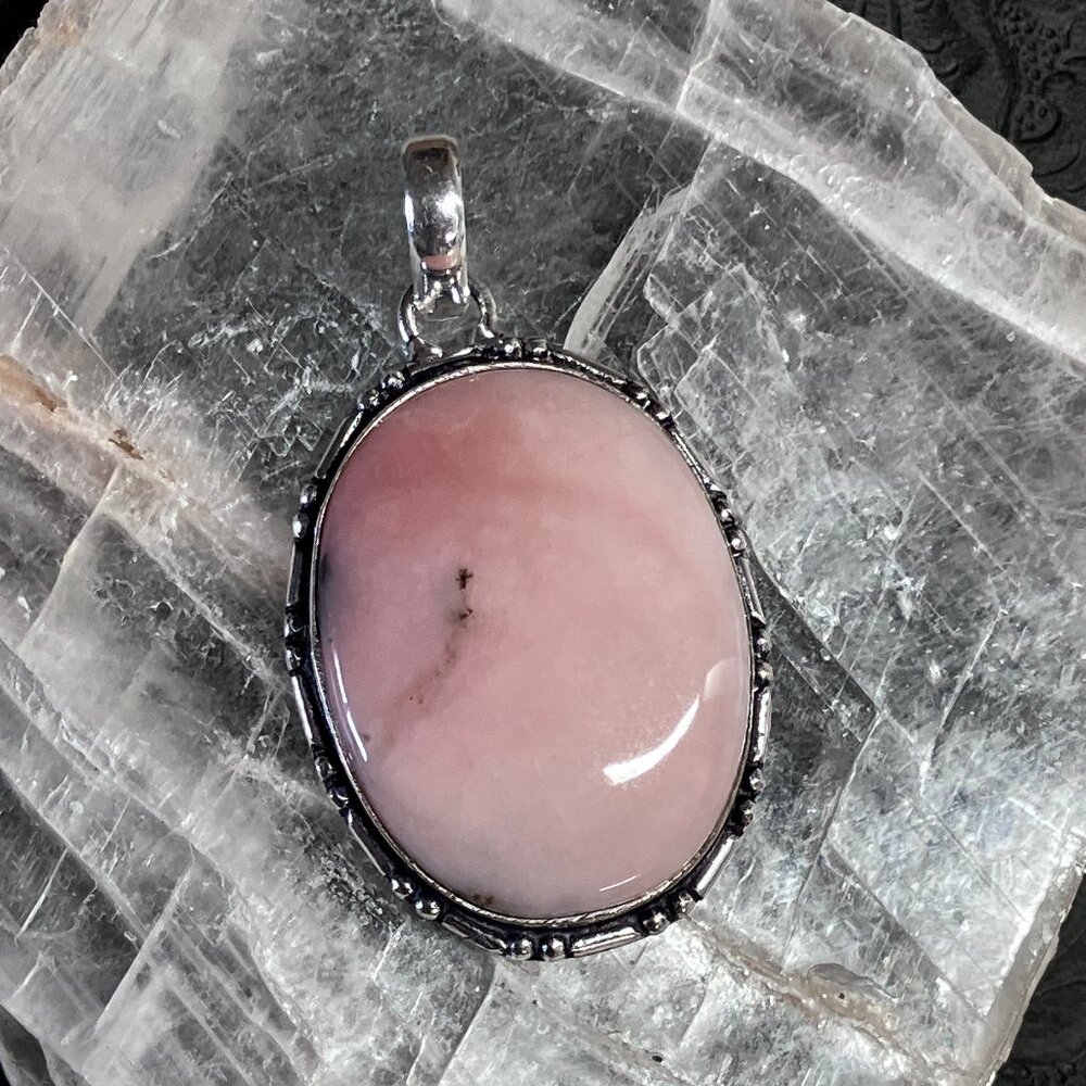 Dendritic Peruvian Pink Opal Pendant Crystal Stone Jewelry